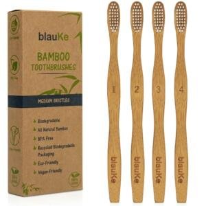Bamboo toothbrush set – 4-pack eco-friendly wooden toothbrushes