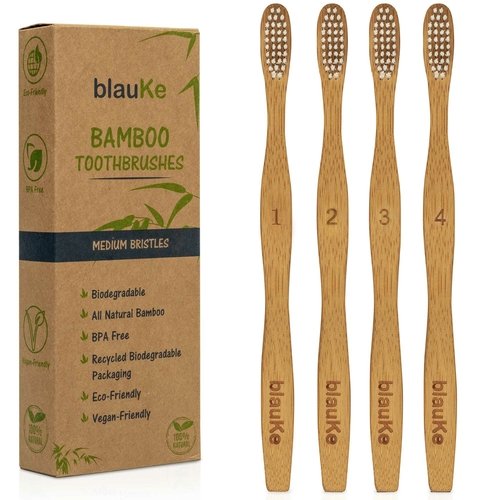 Bamboo toothbrush set – 4-pack eco-friendly wooden toothbrushes